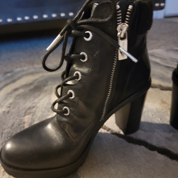 Michael Kors Black leather Lace- up Bootie Heels - Picture 8 of 14